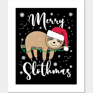 Christmas Pajama Shirt Merry Slothmas Posters and Art